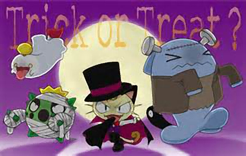Three Characters in Costumes — Purple
