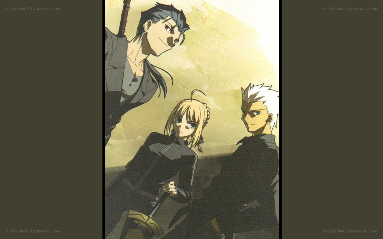 three characters in dark attire