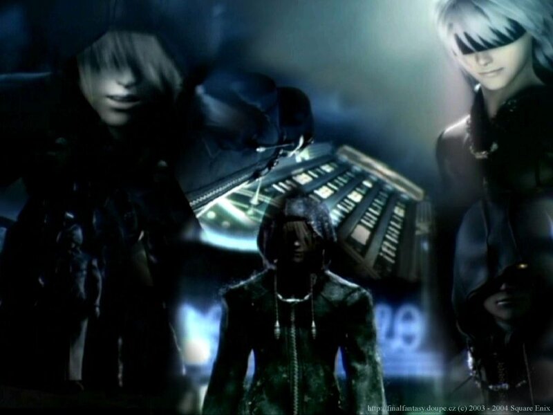 Three Characters in Dark Clothing