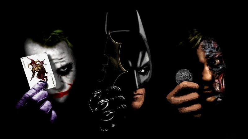 Three Characters in Dark Scene — Black, Dramatic