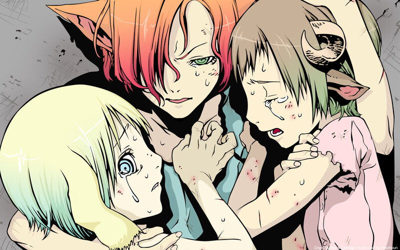 three characters in distress