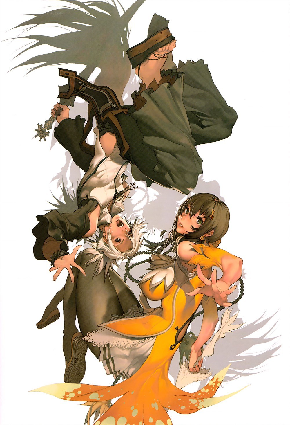 Three characters in dynamic action