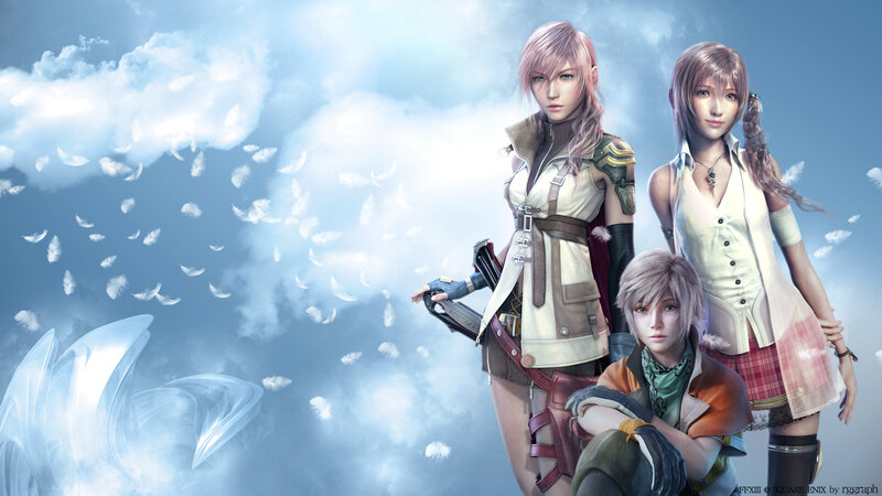 Three Characters in Fantasy Attire — Blue, Serene