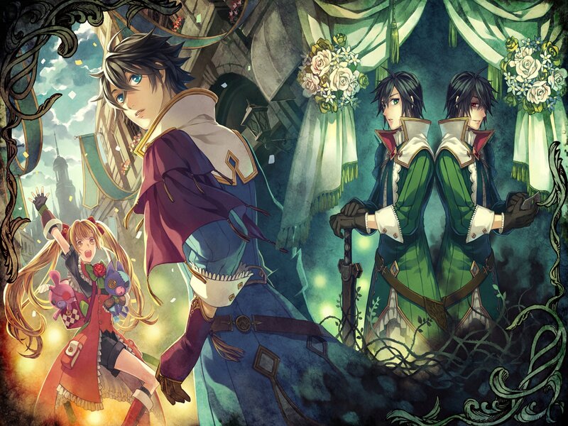 Three Characters in Fantasy Attire — Green, Dramatic