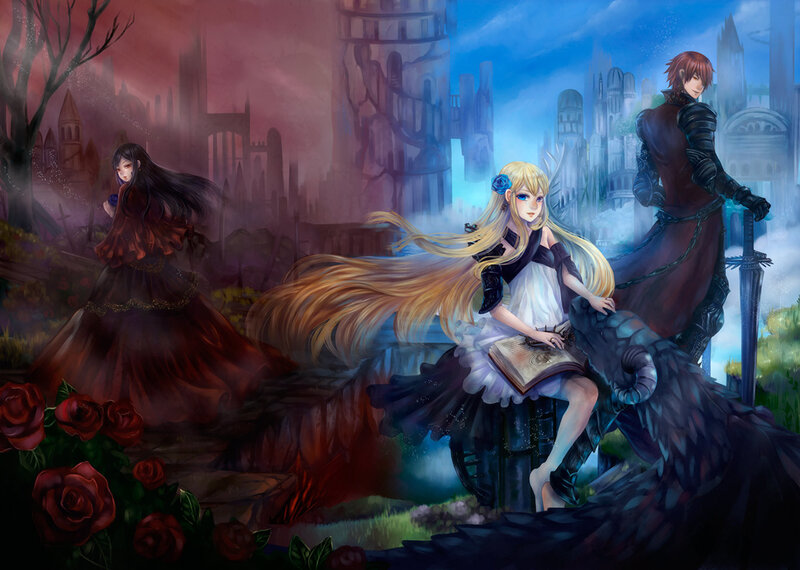 Three Characters in Fantasy Scene