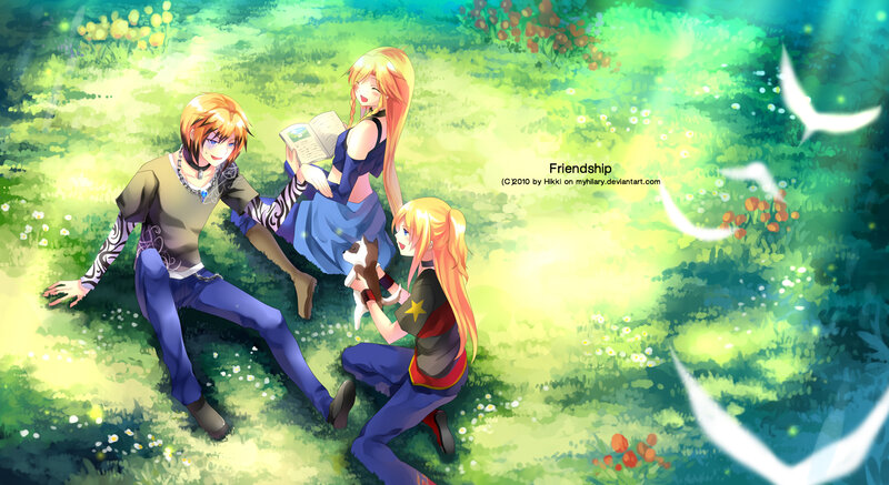 Three Characters in Field — Green