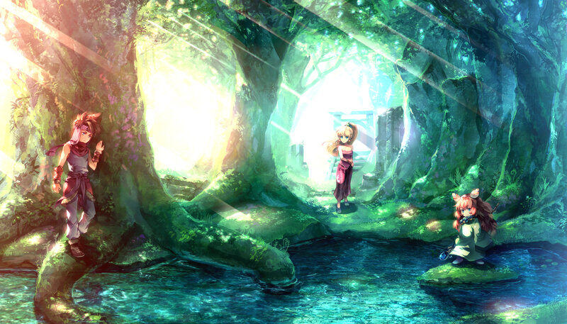 Three Characters in Forest — Green, Serene