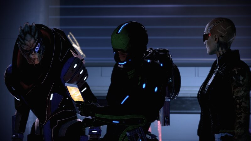 Three Characters in Futuristic Armor — Black