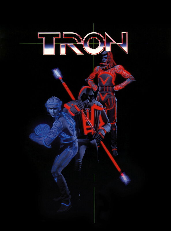 Three Characters in Glowing Suits — Black, Dramatic