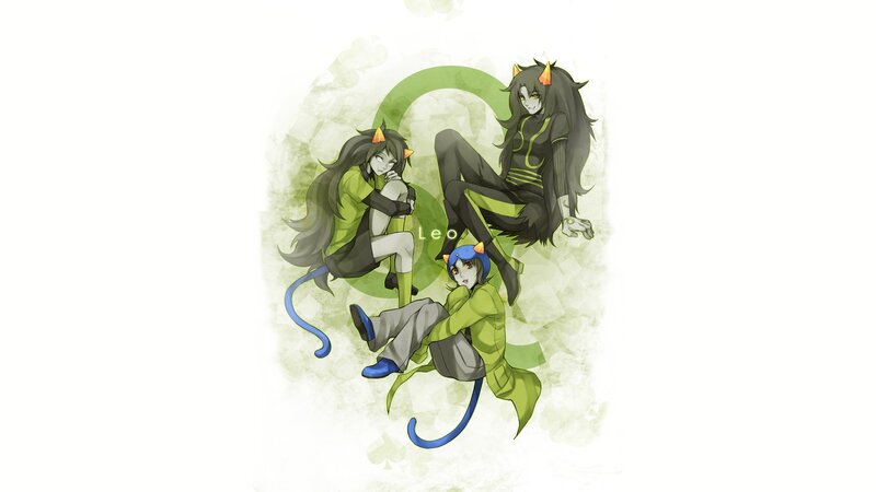 three characters in green and black