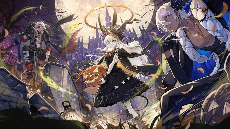 Three Characters in Halloween Costumes — Black