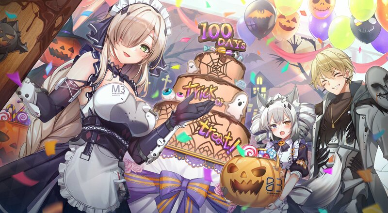 Three Characters in Halloween Costumes — Purple