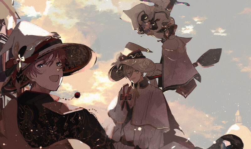 Three Characters in Hats