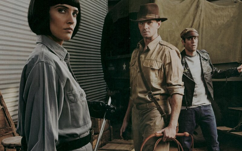 Three characters in military attire