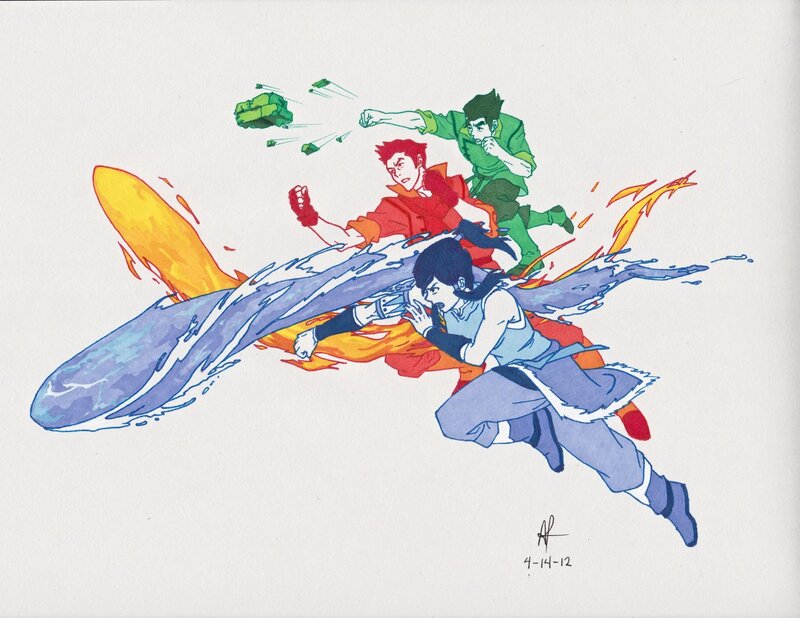 Three Characters in Motion — Blue, Action-packed