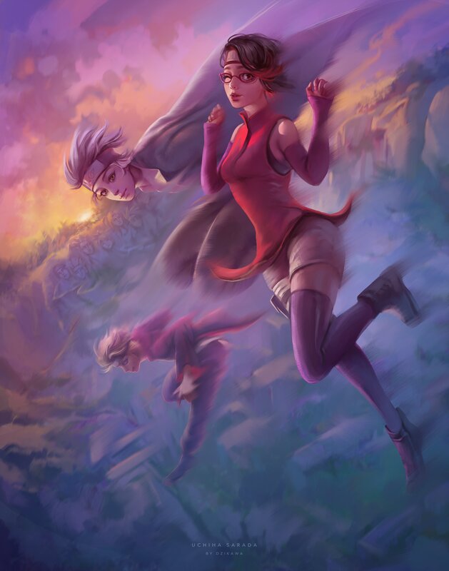 Three Characters in Motion — Purple