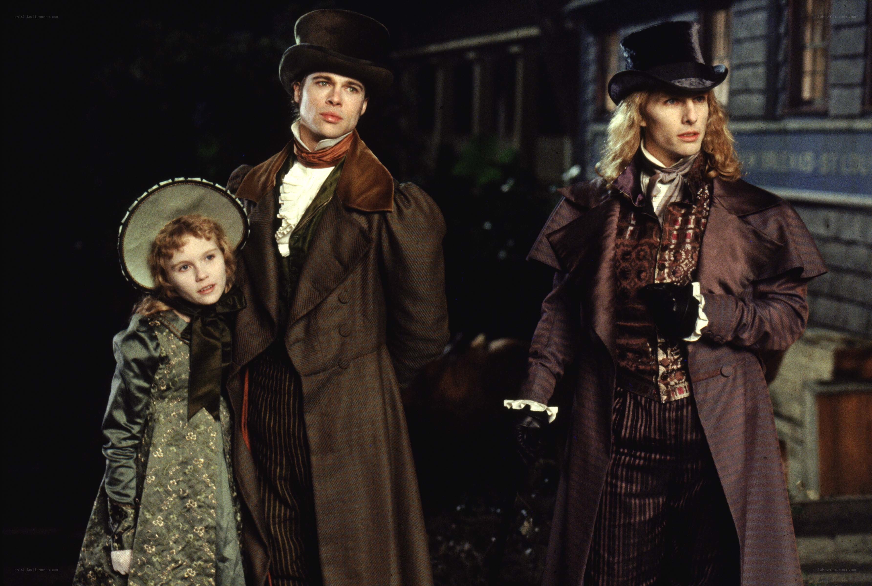 Three characters in period costumes