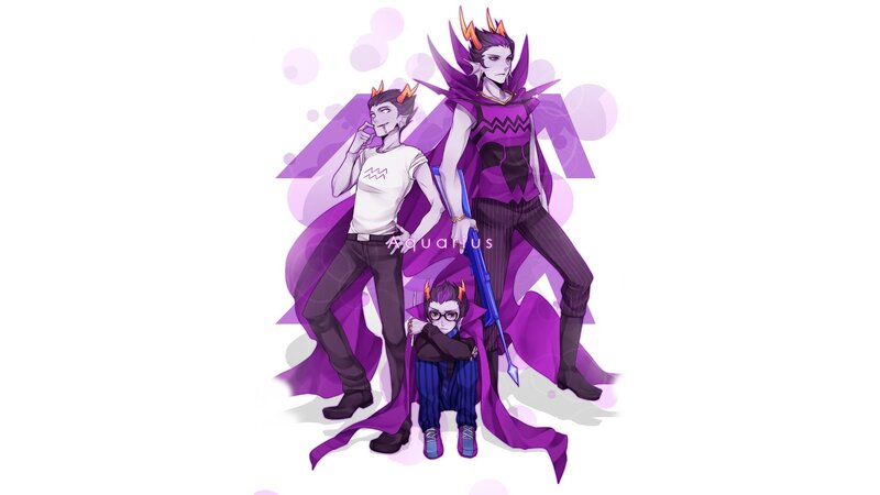 Three Characters in Purple