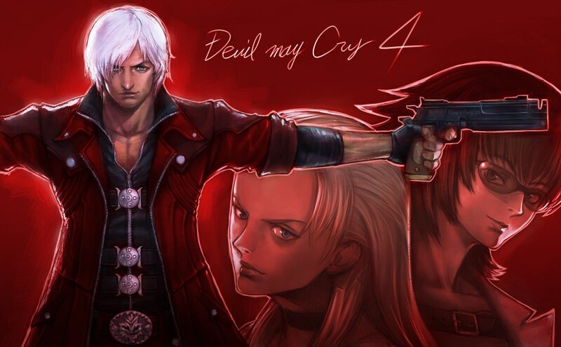 Three Characters in Red