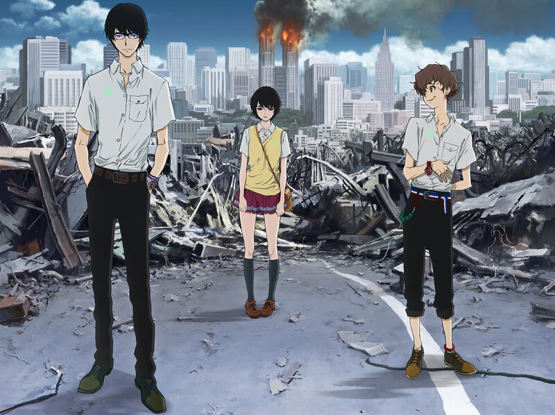 Three Characters in Ruins — Gray