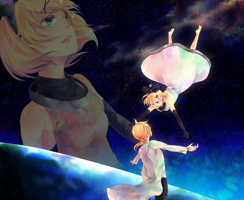 Three Characters in Space — Blue