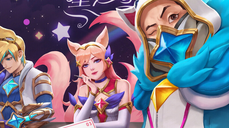 Three Characters in Star-themed Outfits