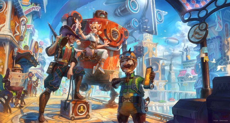 Three Characters in Steampunk City