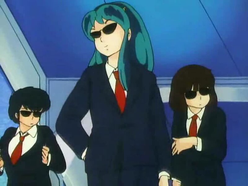 Three Characters in Suits — Blue