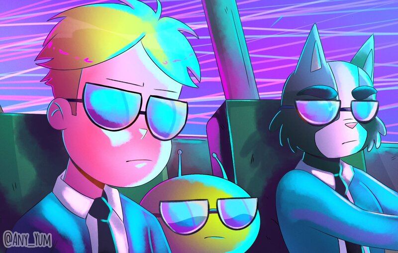 Three Characters in Sunglasses