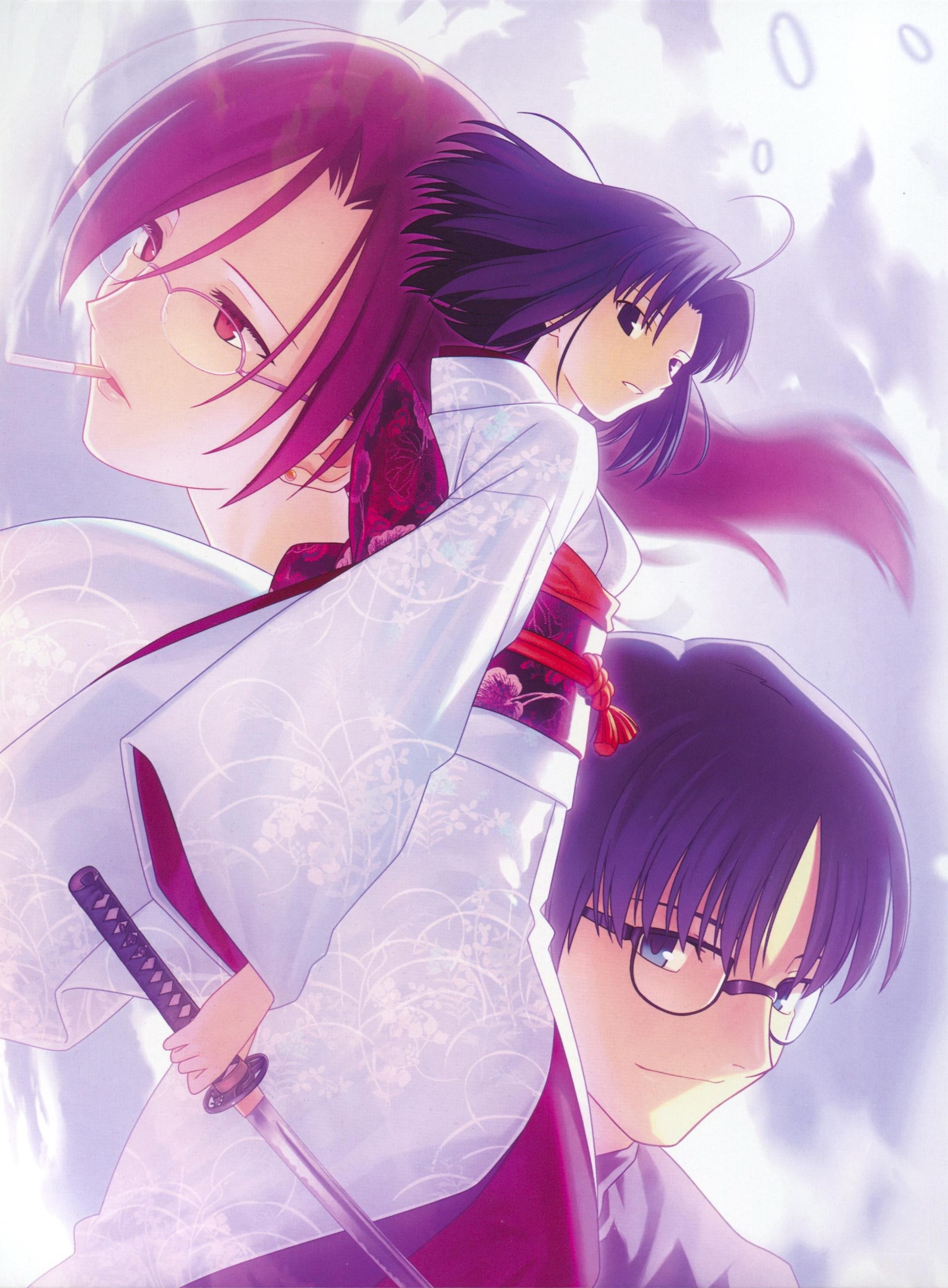 Three characters in traditional attire