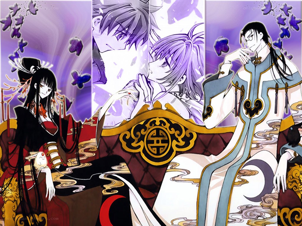 Three characters in traditional attire