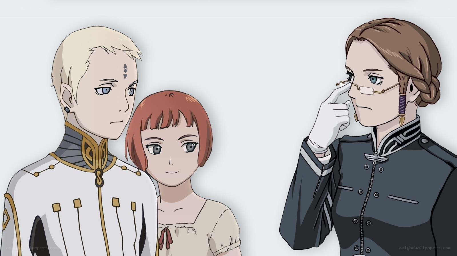 Three characters in uniform