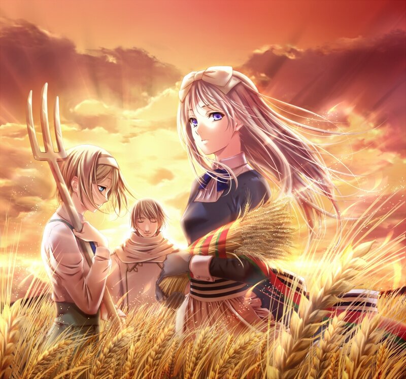 Three Characters in Wheat Field