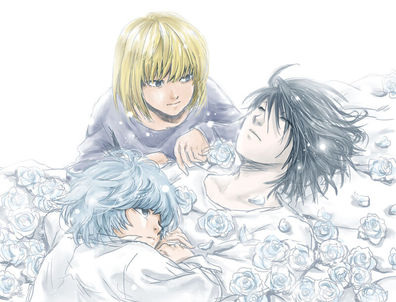 Three Characters in White Roses