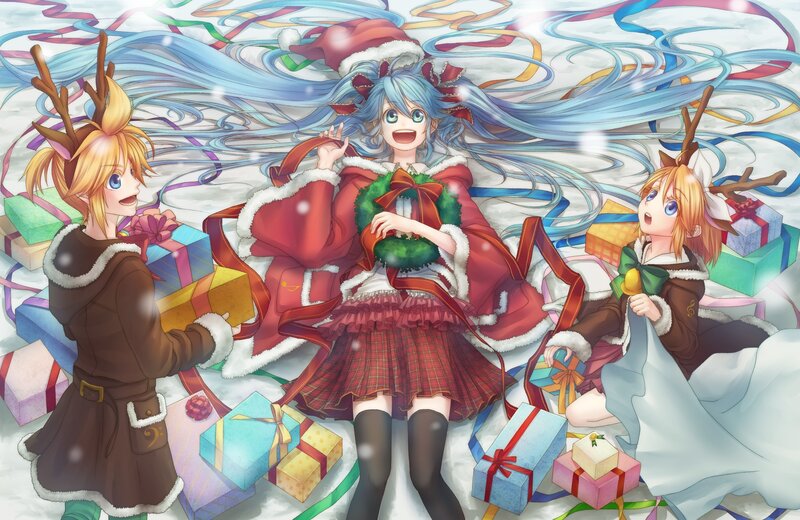 Three Characters in Winter Clothes — Blue, Festive