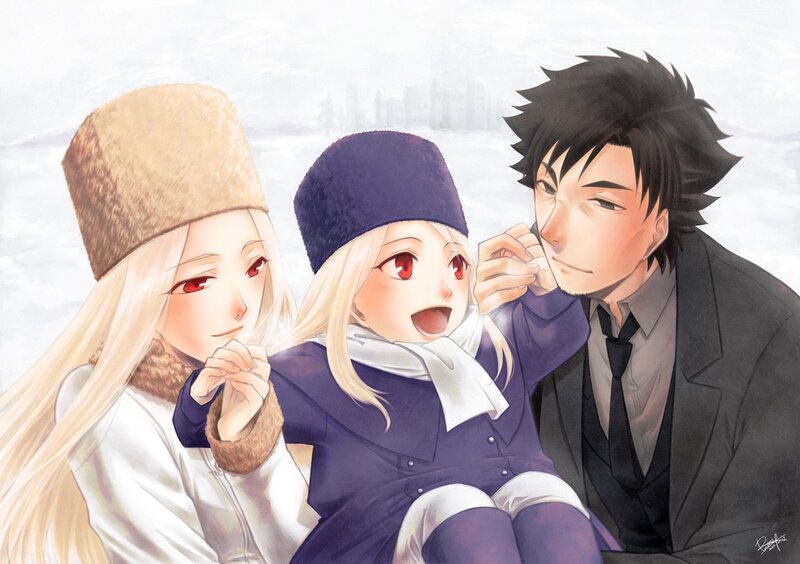 Three Characters in Winter Clothes — White