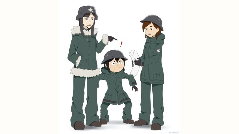Three Characters in Winter Gear