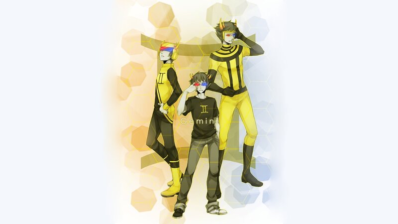 Three Characters in Yellow Suits — Dramatic