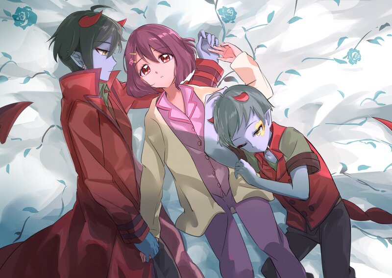 Three Characters Lying Down — White, Calm