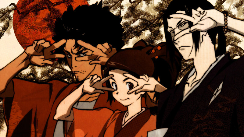 Three Characters Making Hand Signs