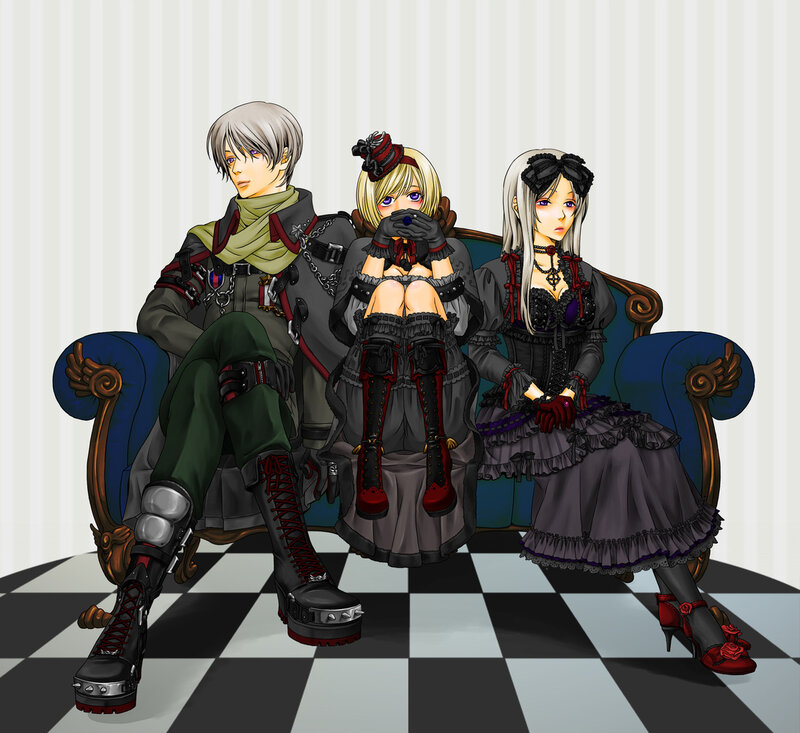 Three Characters on a Couch — Blue