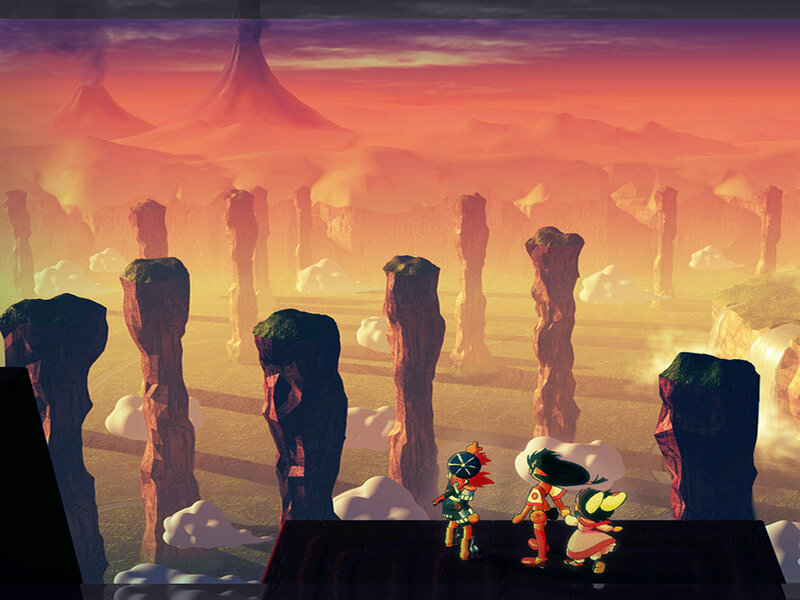 Three Characters on a Platform