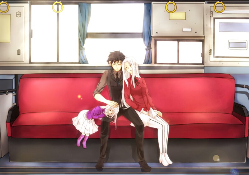 Three Characters on Train — Red