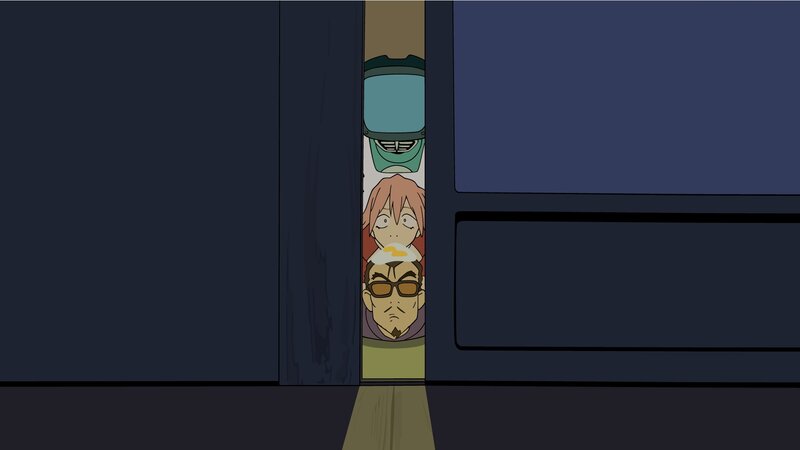 Three Characters Peeking — Blue