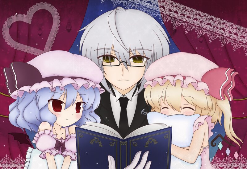 Three characters reading a book