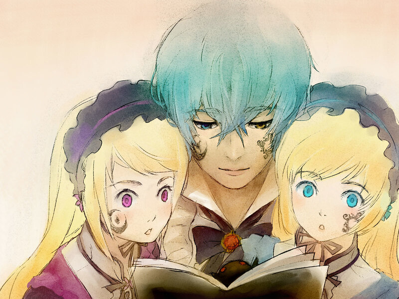 Three Characters Reading Book
