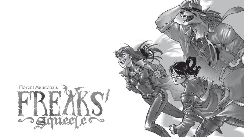 Three Characters Running — Black