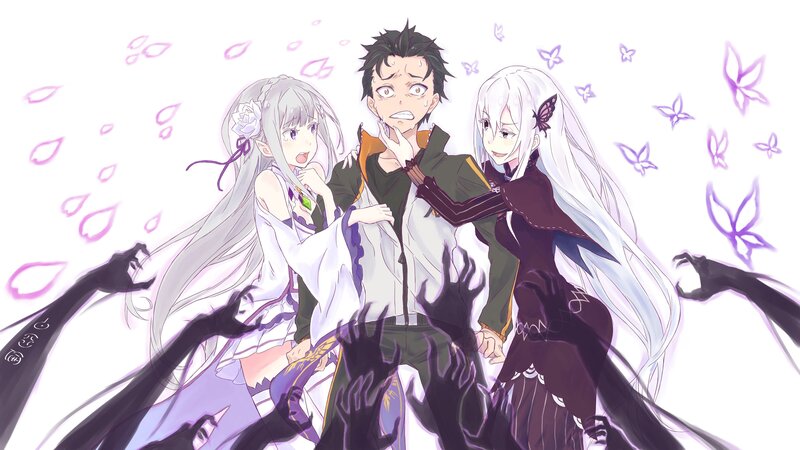 Three Characters Surrounded by Hands