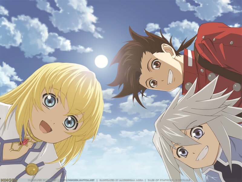 Three characters under the sky