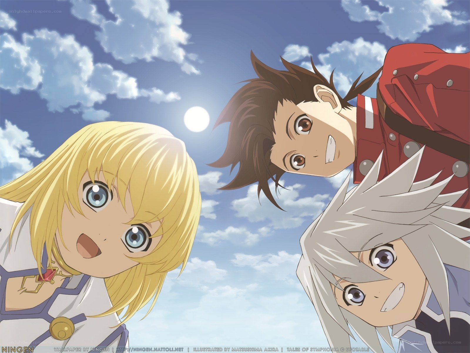 Three characters under the sky